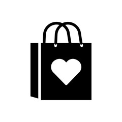 Shopping bag icon black and white vector sign
