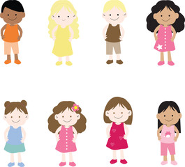 Isolated group of multiethnic diverse children. Diversity and culture. Unity and friendship. Community of children with different nationalities. Multicultural kindergarten. Childhood