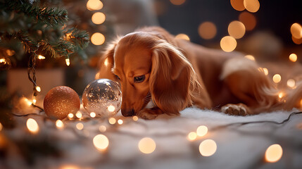 Christmas Dog Sniffing Ornament