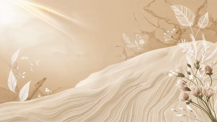 Obraz premium Whimsical Floral Abstract on Beige Marble Background