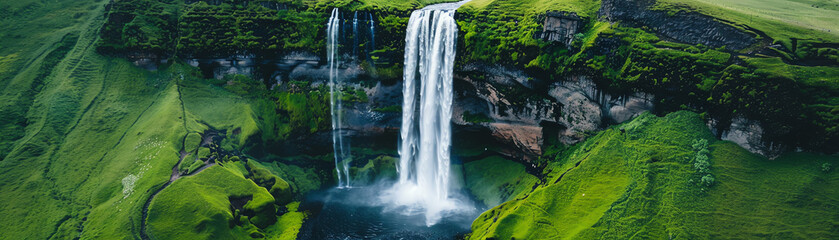 Naklejka premium A stunning view of a waterfall in Iceland