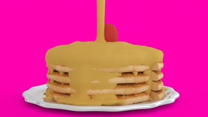cake with honey with pink background