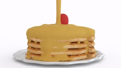 cake with honey with white background