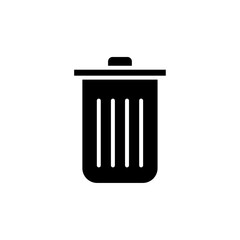 Trash icon black and white vector sign