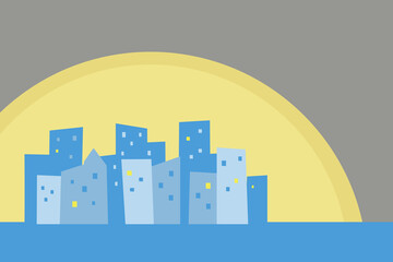 Simple cityscape vector landscape illustration