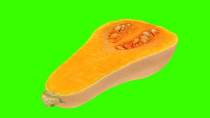 Chopped pumpkin with green background