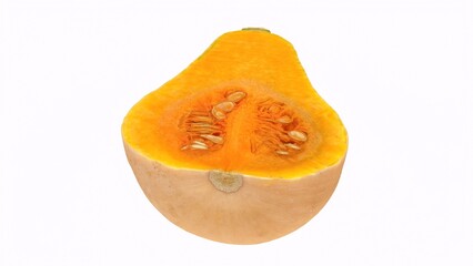 Chopped pumpkin with white background