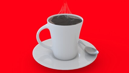 cup of coffee with red background