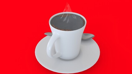 cup of coffee with red background