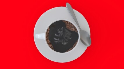 cup of coffee with red background