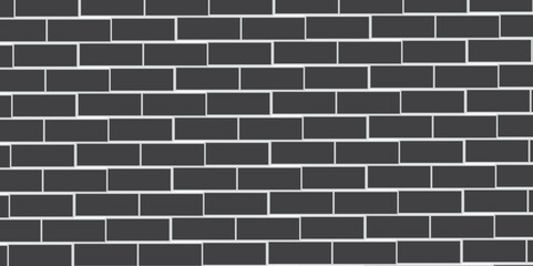 Dark black brick wall background. architecture construction stone block brick wallpaper. Brick wall seamless pattern, black isolated on white background, vector illustration.
