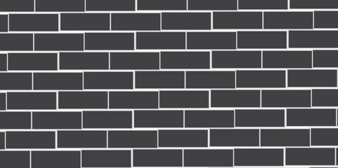 Dark black brick wall background. architecture construction stone block brick wallpaper. Brick wall seamless pattern, black isolated on white background, vector illustration.