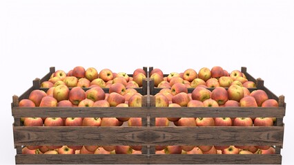 fresh apple in wooden box