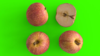 fresh apples with green background