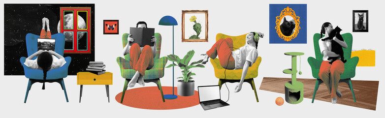 Contemporary Art Collage: A Woman and Her Life as a Freelancer © Art_tata