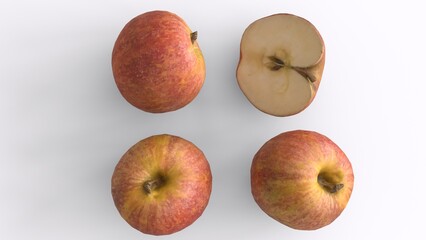 fresh apples with white background