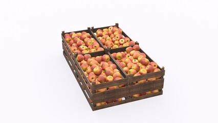 fresh apple in wooden box