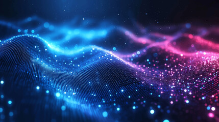 Abstract digital data background. Panoramic high speed technology concept, light abstract background. Image of speed motion on the road. Abstract background in neon glow colors illustration.