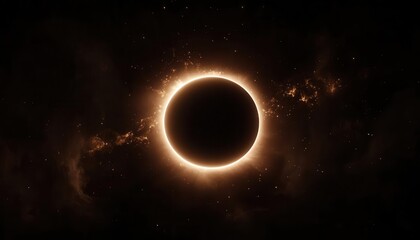Closeup of solar eclipse with blank outer ring, perfect for text overlay, space science graphic, celestial event