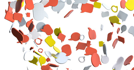 3D rendering flying email icon and web flying
