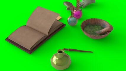 herb lab with green background