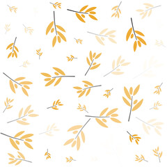 Minimalist Yellow Leaf Branch Seamless Pattern