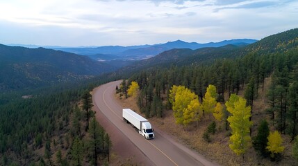Zero Emission Fuel Cell Electric Truck on Scenic Mountain Route - The Future of Sustainable Logistics and Eco-Friendly Transportation Solutions