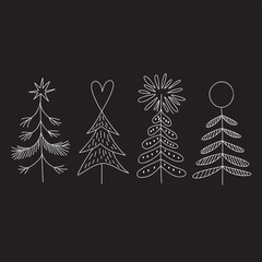 Line Christmas Set Silhouette