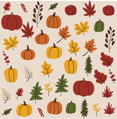 autumn seamless pattern with pumpkins