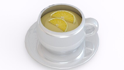 lemon tea cup with white background