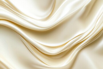Obraz premium Luxurious ivory satin fabric with flowing folds and a smooth, glossy texture. Perfect background for fashion, wedding, or interior design applications