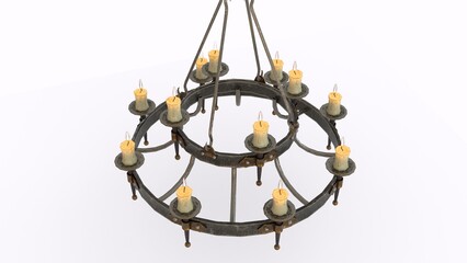 medieval chandelier with white background