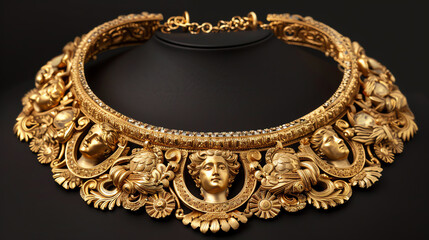 Obraz premium Detailed view of an ornate gold necklace, representing fortune beyond measure
