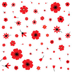 Minimalist Red Flowers Wrappping Paper