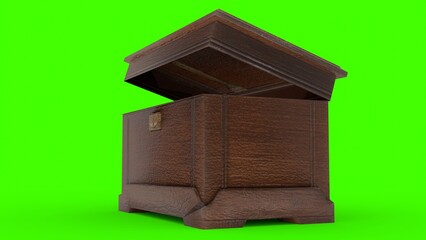 open treasure Box with green background