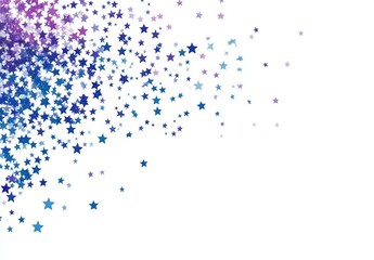 Fototapeta premium Starry Sky Pattern with Scattered Stars, Simple Line Drawing in Blue-Purple Tone on White Background