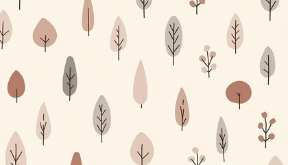 Beige Scandinavian-style pattern with brown trees, ideal for modern and natural-themed designs.