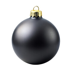 black matte Christmas ball isolated on transparent background