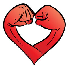Strength of Love: Fists Forming a Heart Symbol