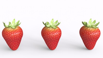 three strawberry with white background