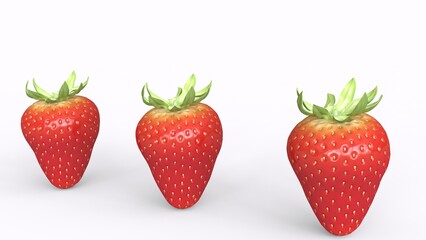 three strawberry with white background