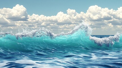 Pure Transparent Ocean Water Wave in Bright Sunlight