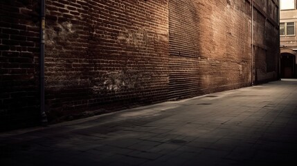 Urban Alleyway with Brick Wall and Shadow Play