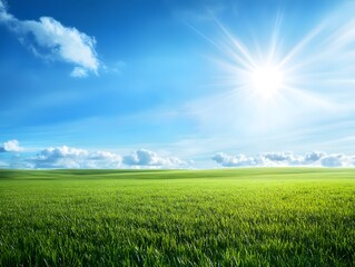 Obraz premium Bright Sunny Day Over Green Field
