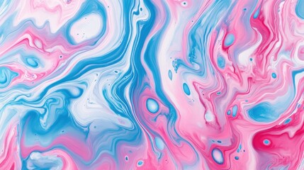 Obraz premium A vibrant abstract artwork featuring swirling patterns in bright pink and blue hues, creating a dynamic and playful mood.