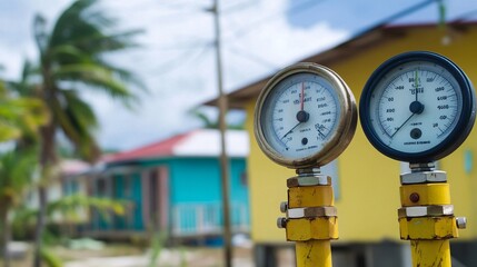 Close-Up of Wind Speed and Pressure Gauges