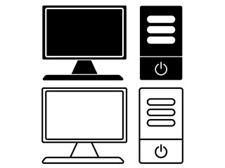 Computer desktop vector icon, pc symbol tamplet, vector illustration, isolated on white