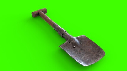 trench shovel with green background