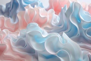 Obraz premium business background 3d wallpaper with Fluid, wave-like forms with a gentle gradient from light blue to light pink, creating a sense of soft movement.