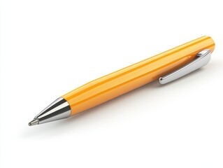 A bright yellow pen with a silver clip, ready to write.